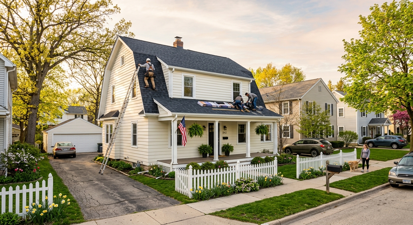 Charming older two-story home on a tree-lined Wisconsin residential street